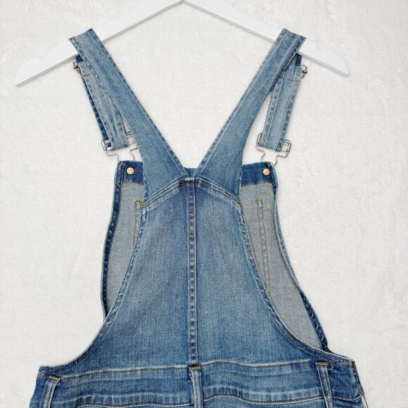 MADEWELL Skinny Denim Overalls Stretch Faded Distressed Blue Denim C2166 Sz S - Picture 7 of 11